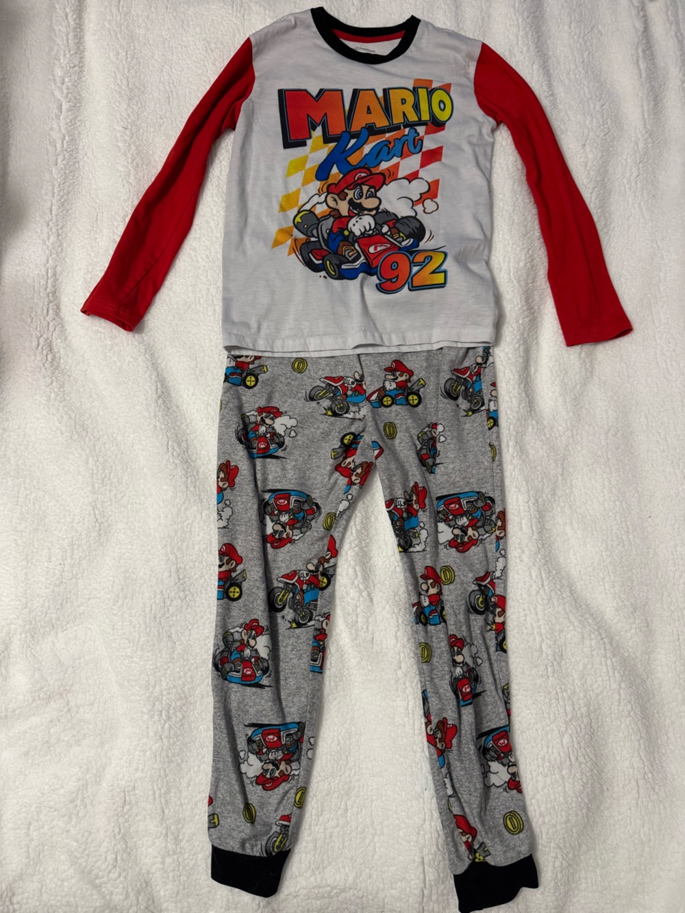 Mario Kart Kids Long Sleeve Pajama Set - Red & Gray